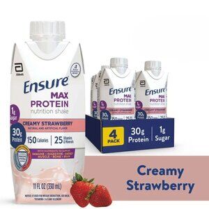 Ensure Max Protein shake 30g protein creamy Strawberry 11 fl oz 4 Pack